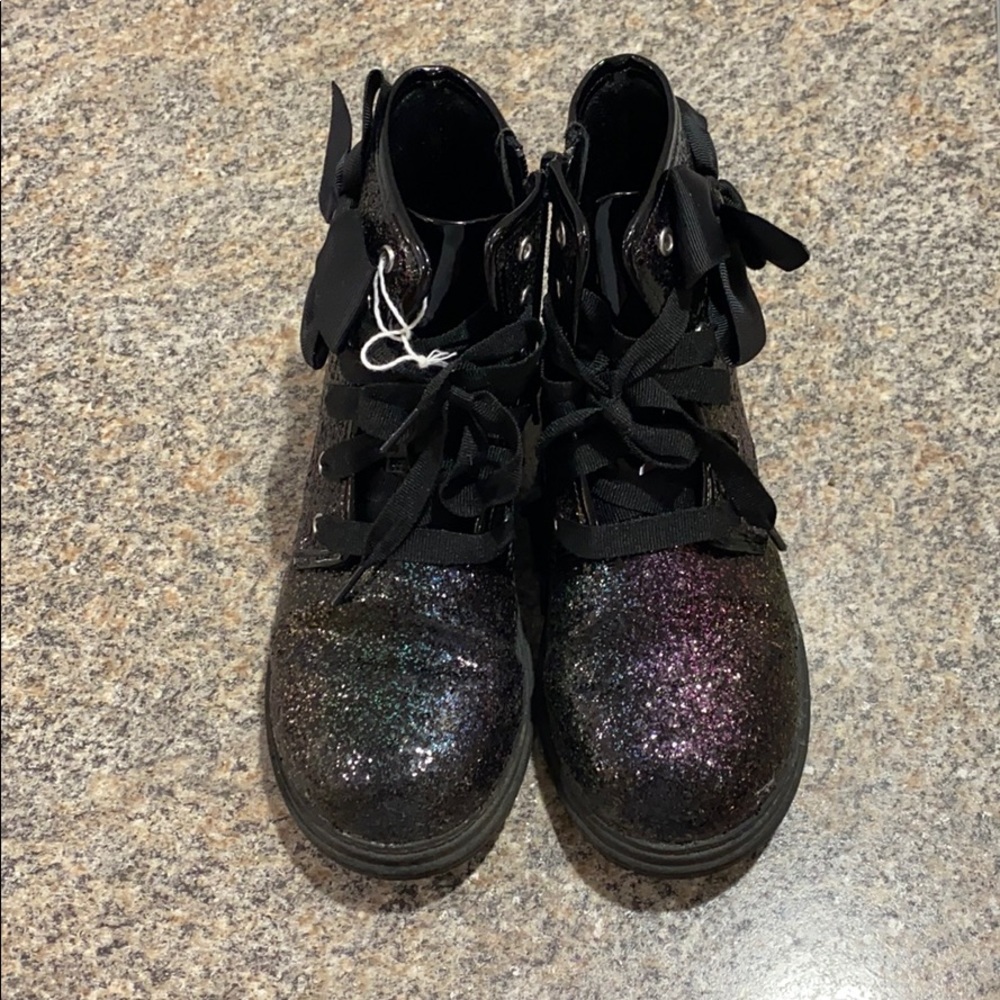 JoJo Siwa girls black sequin combat boots